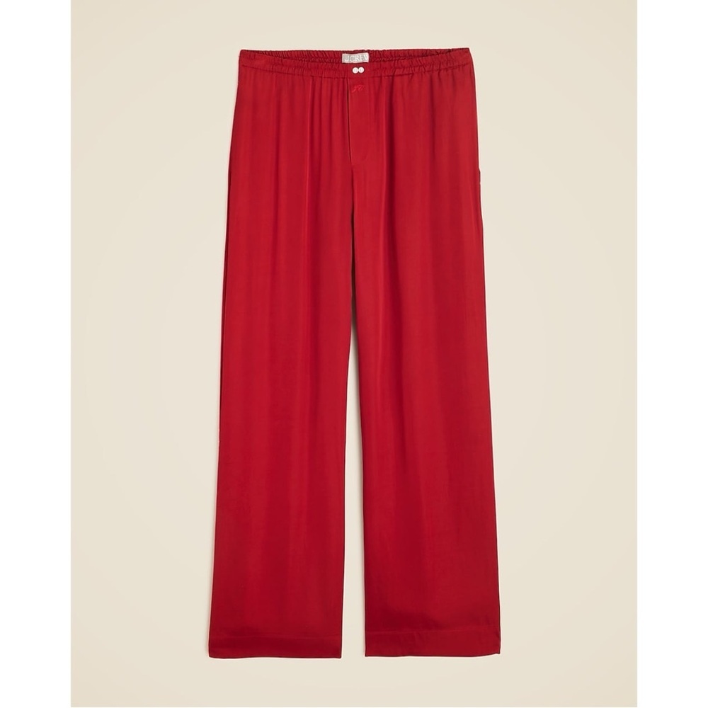 J Crew 2024 Satin Red Wide Shine Pajama Pants